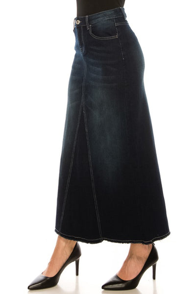 Brooke Mermaid Denim Skirt in DK. Indigo