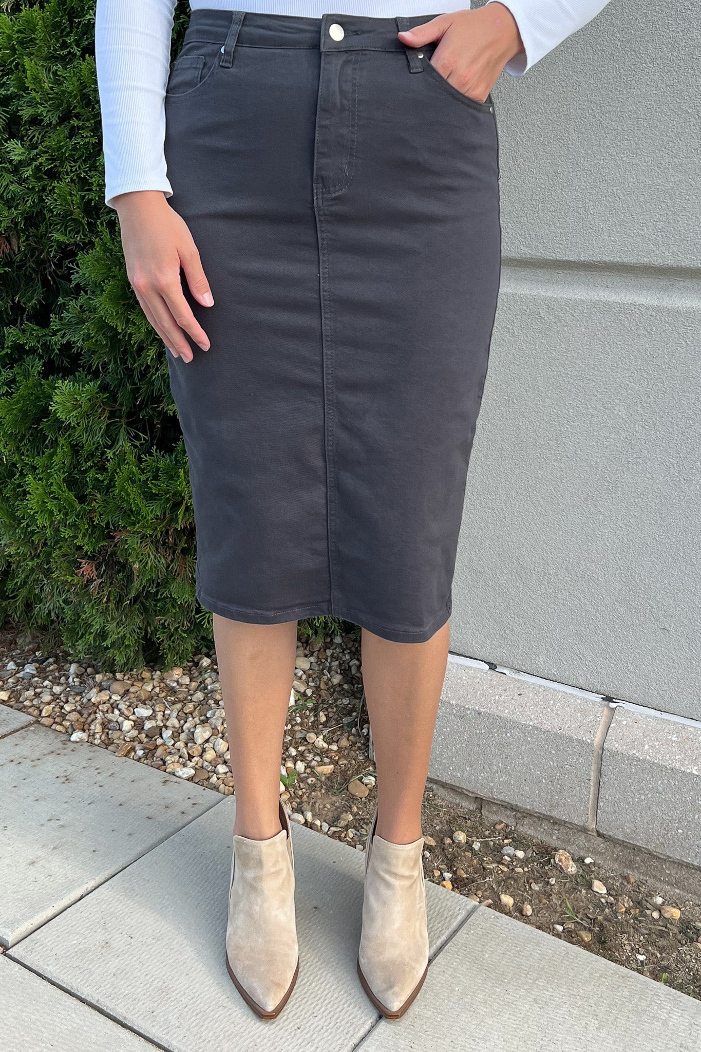 JDA Charcoal Gray Denim Skirt (FINAL SALE)