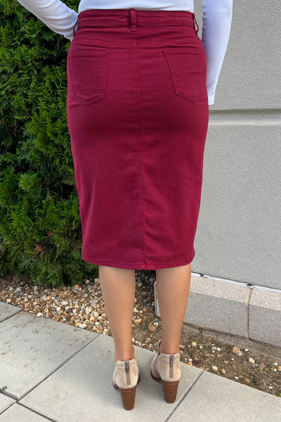 JDA Burgundy Denim Skirt (FINAL SALE)