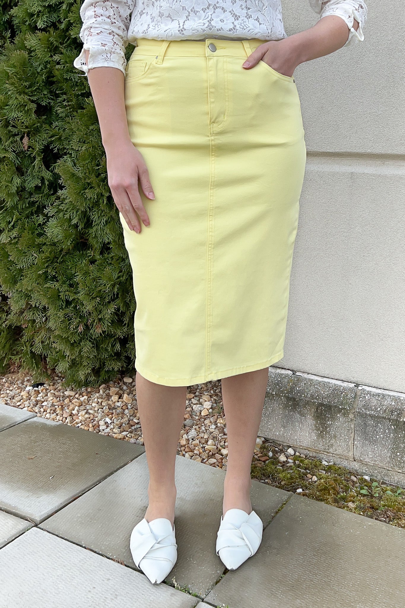 JDA Pastel Yellow Denim Skirt (FINAL SALE)