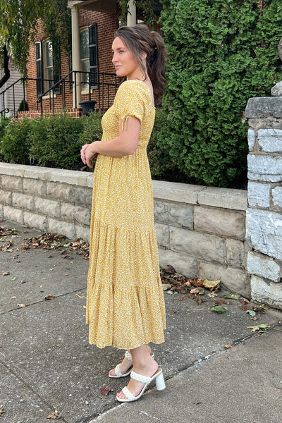 The Kennedy Leopard Print Dress in Mustard