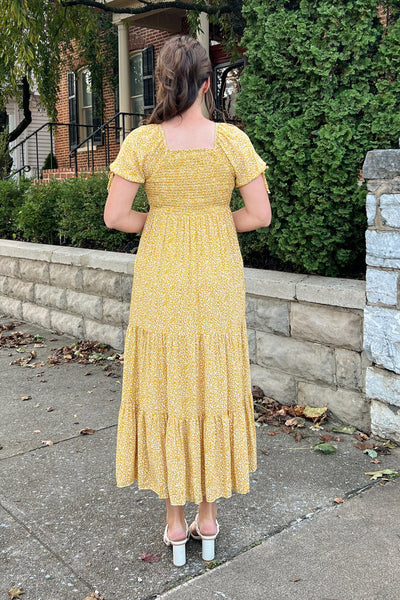 The Kennedy Leopard Print Dress in Mustard