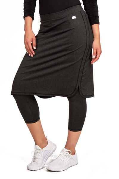 Cropped ShirtTail Snoga Athletic Skirt in Heather Black