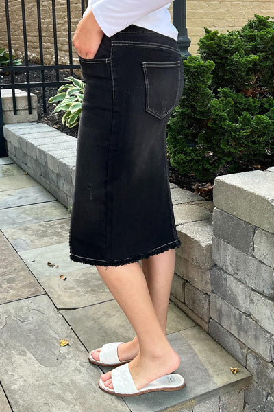 Becca Distressed Denim Skirt in Black (FINAL SALE)