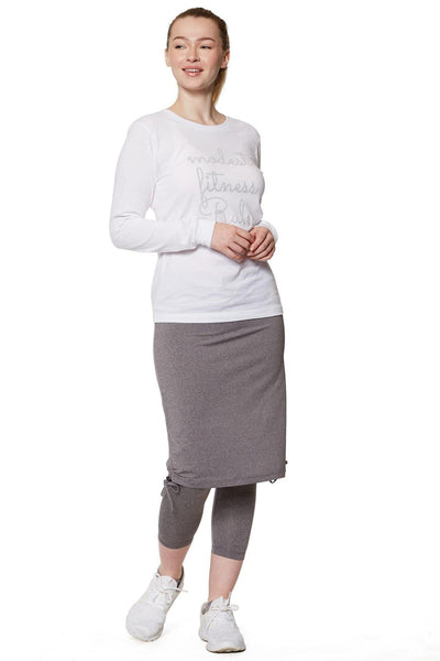 Tie Side Snoga Athletic Skirt in Heather Grey