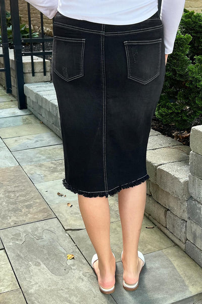 Becca Distressed Denim Skirt in Black (FINAL SALE)