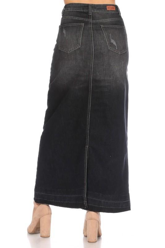 Nevaeh Black Wash Denim Skirt