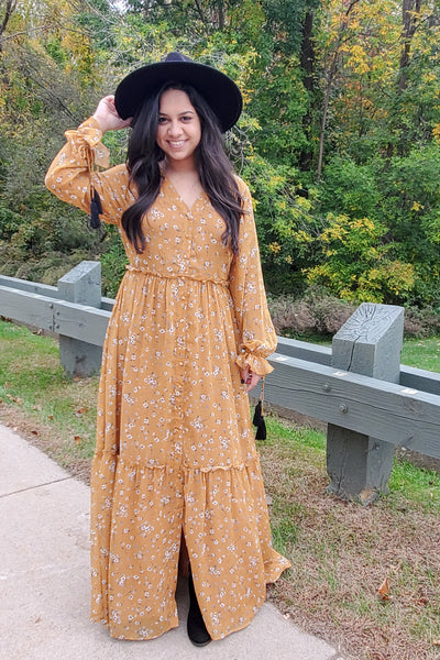 The Luca Floral Maxi Dress in Mustard (FINAL SALE)