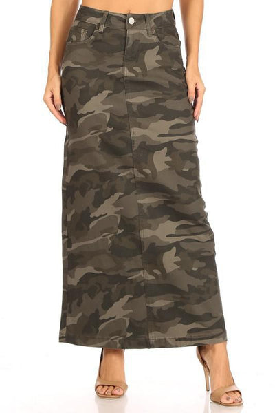 Camouflage Long Denim Skirt (FINAL SALE)