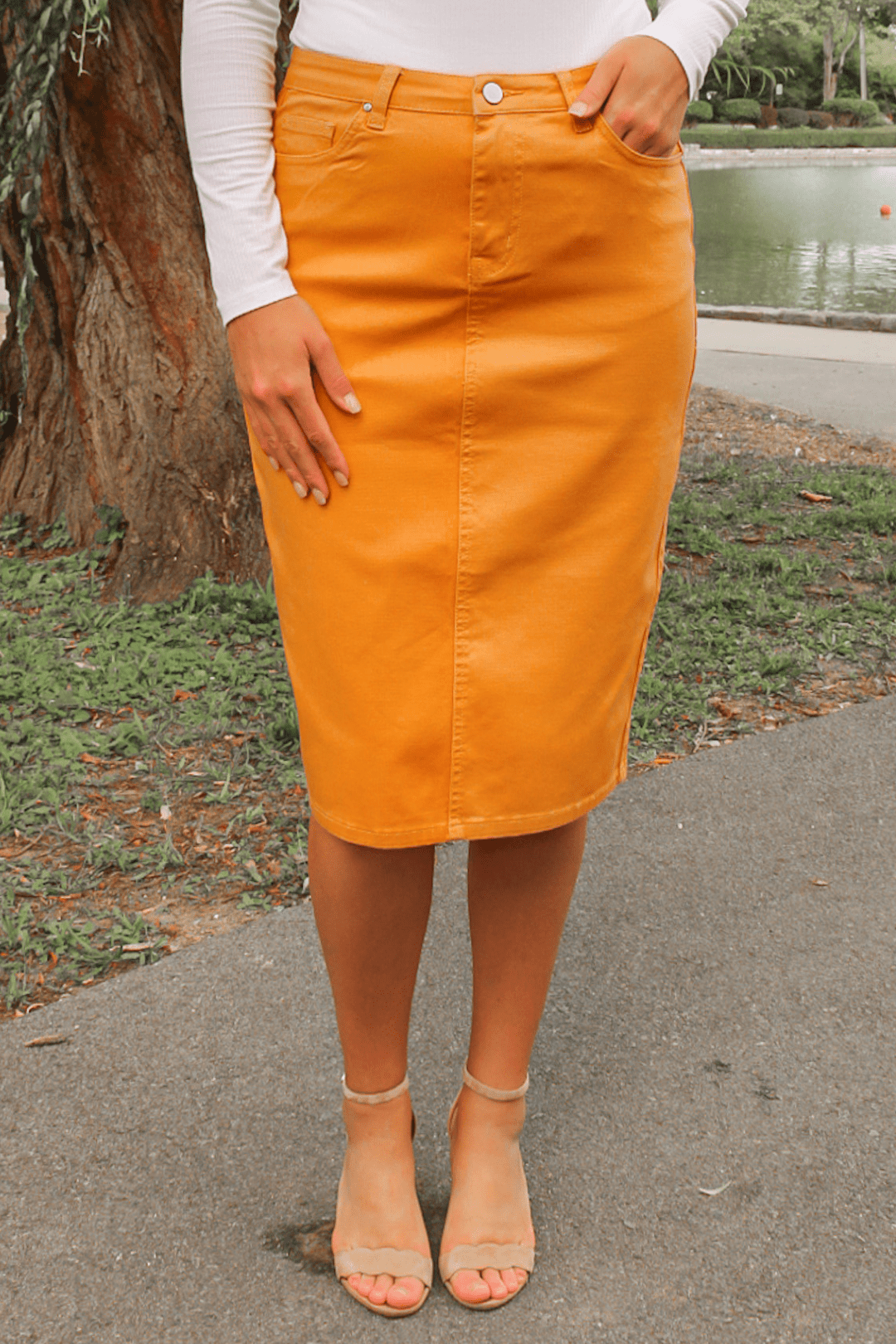 JDA Golden Mustard Denim Skirt (FINAL SALE)