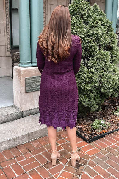 Lydia Crochet Dress in Plum