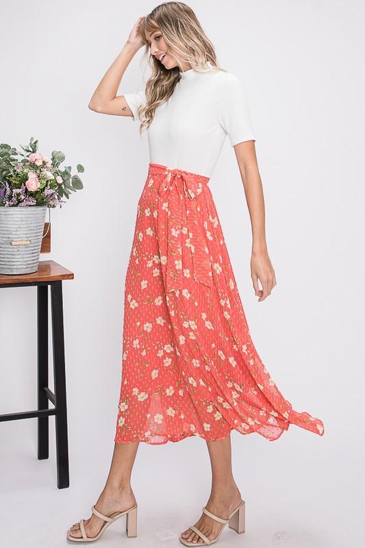 Darling Floral Maxi Dress in Coral