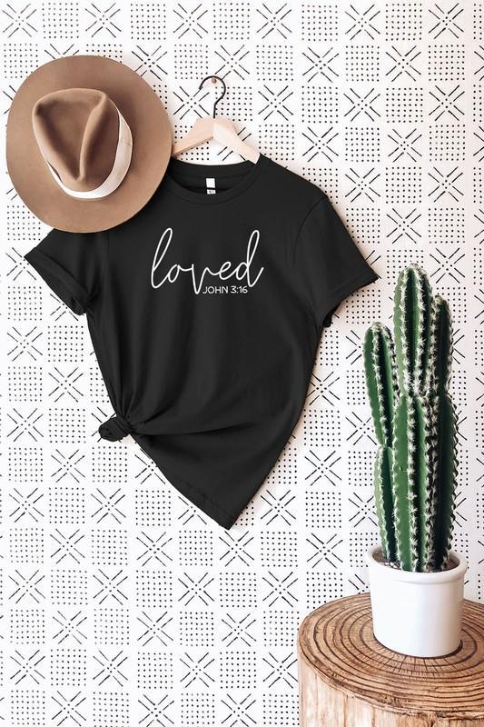 Loved -John 3:16 Graphic Tee (BLK) - FINAL SALE