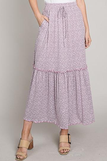 Ditsy Floral Maxi Skirt in Lilac