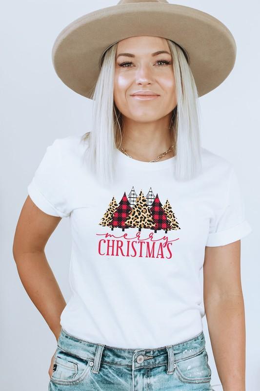 Christmas Plaid Tree Graphic Tee in White (FINAL SALE)