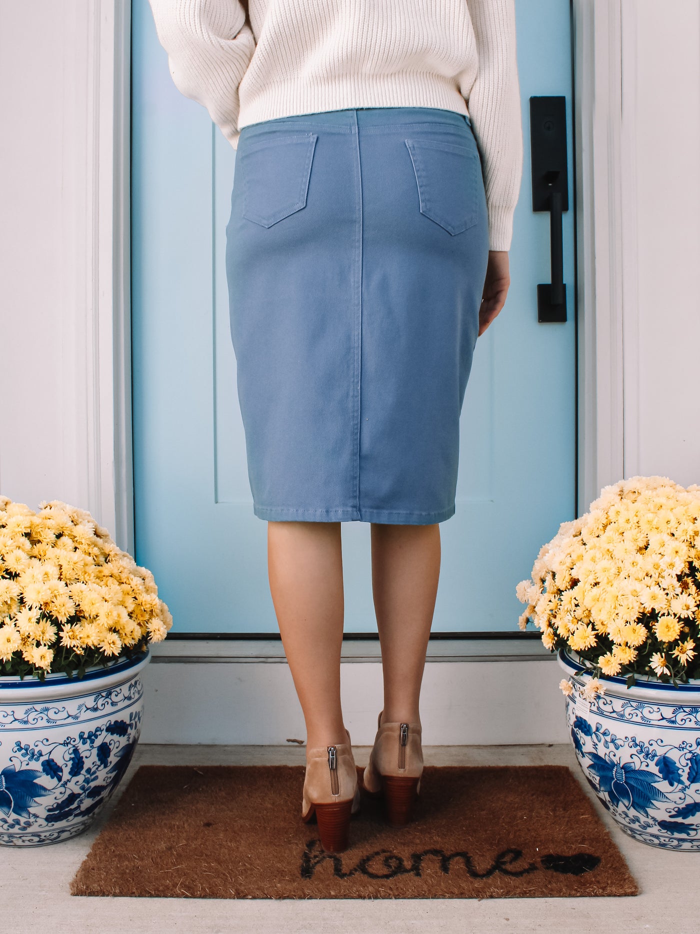 JDA Slate Blue Denim Skirt (FINAL SALE)