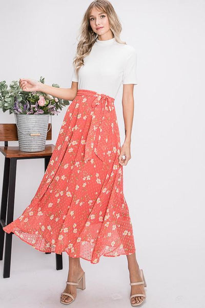 Darling Floral Maxi Dress in Coral