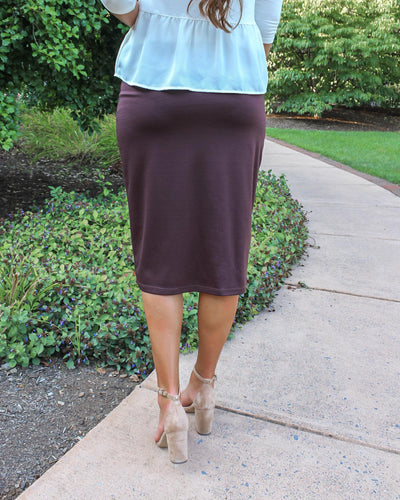 24" Brown Ultra Comfort Ponte Knit Skirt (FINAL SALE)