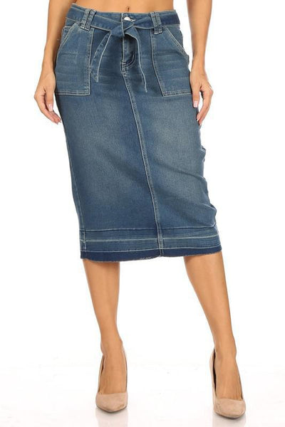 Front Belted Denim Skirt (Vintage)