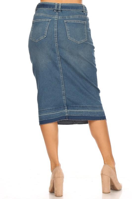 Front Belted Denim Skirt (Vintage)
