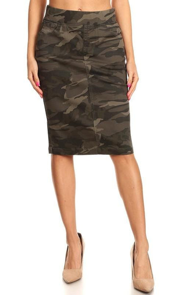 Camouflage Classic Waistband Denim Skirt (FINAL SALE)