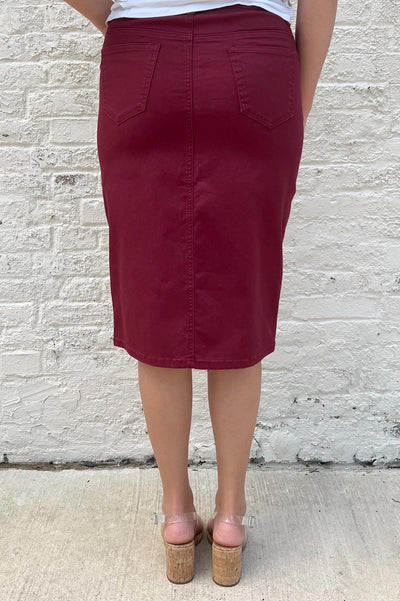 JDA Deep Burgundy Denim Skirt