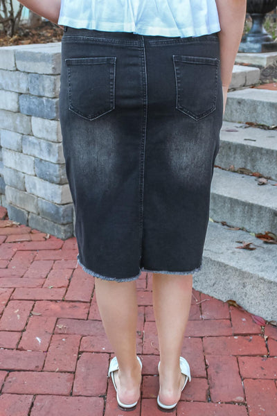Alyssa Black Wash Distressed Denim Skirt (FINAL SALE)