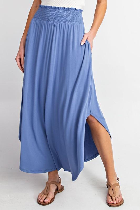 High-Rise Swing Maxi Skirt (Dusty Blue)