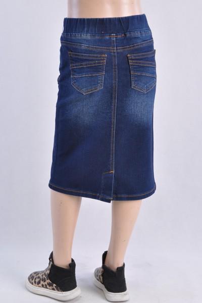 GIRLS Classic Waistband Denim Skirt (Dk. Indigo)