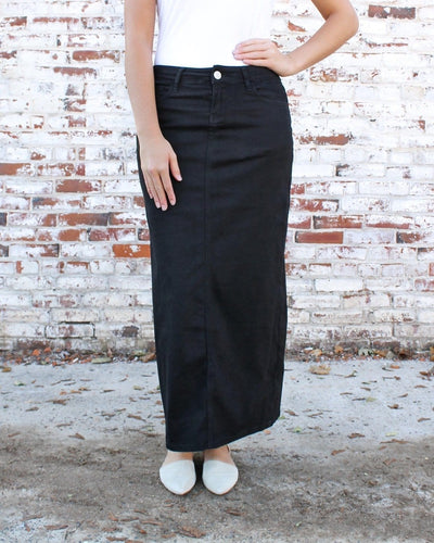 Stella Ebony Long Denim Maxi Skirt (FINAL SALE)