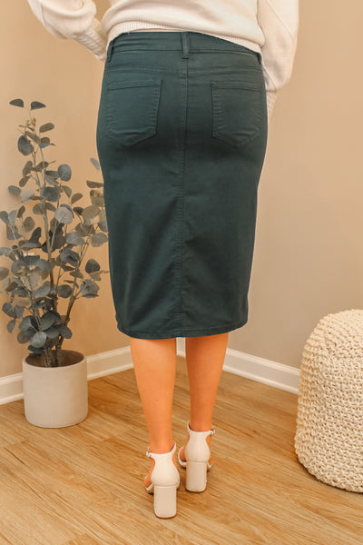 26" Mallard Green Denim Skirt (FINAL SALE)