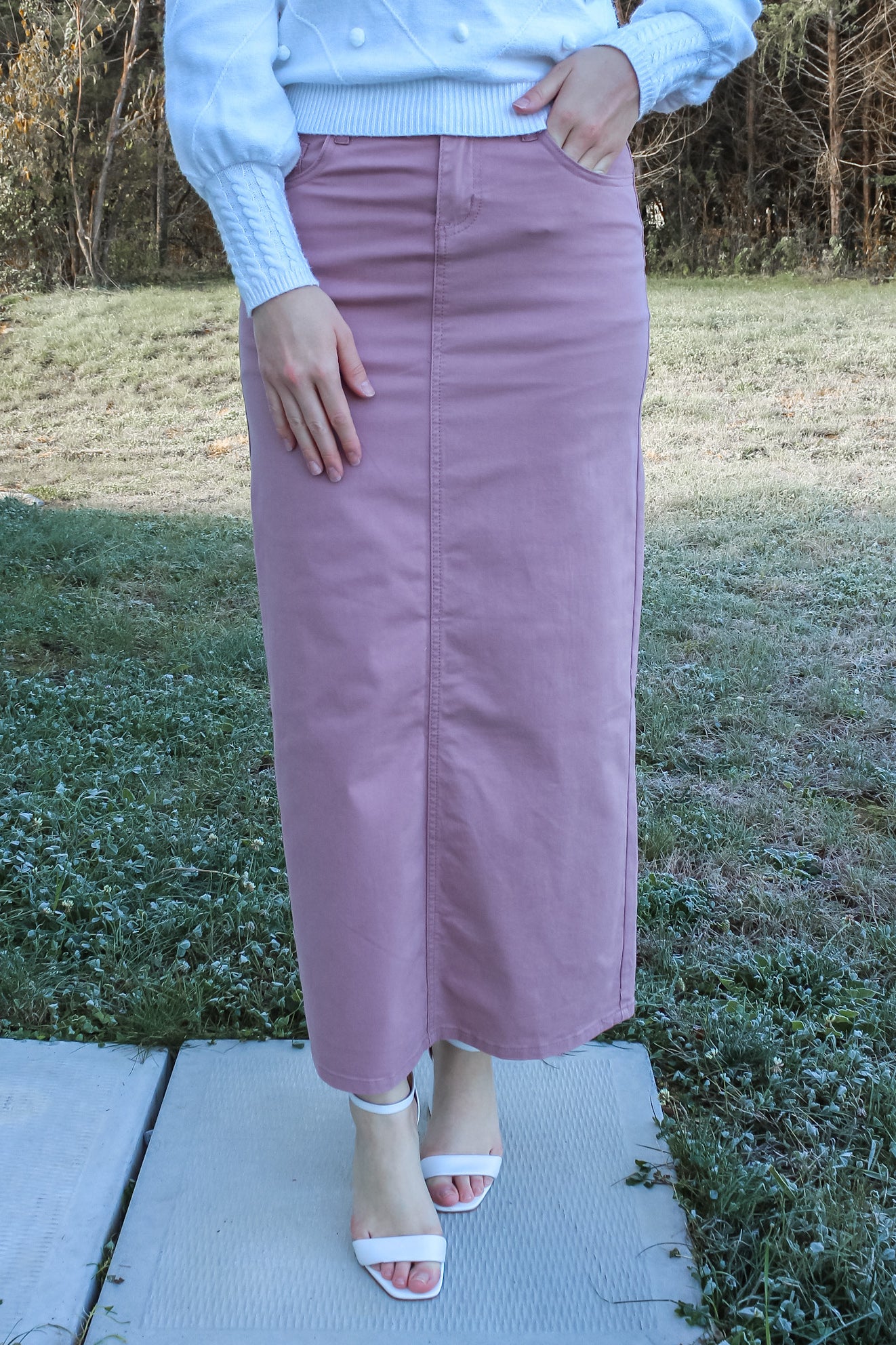 Stella Mauve Long Denim Maxi Skirt (FINAL SALE)