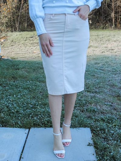 26" Ivory Denim Skirt (FINAL SALE)