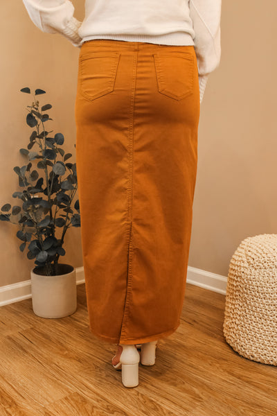 Stella Camel Long Denim Maxi Skirt (FINAL SALE)