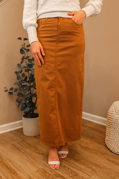 Stella Camel Long Denim Maxi Skirt (FINAL SALE)