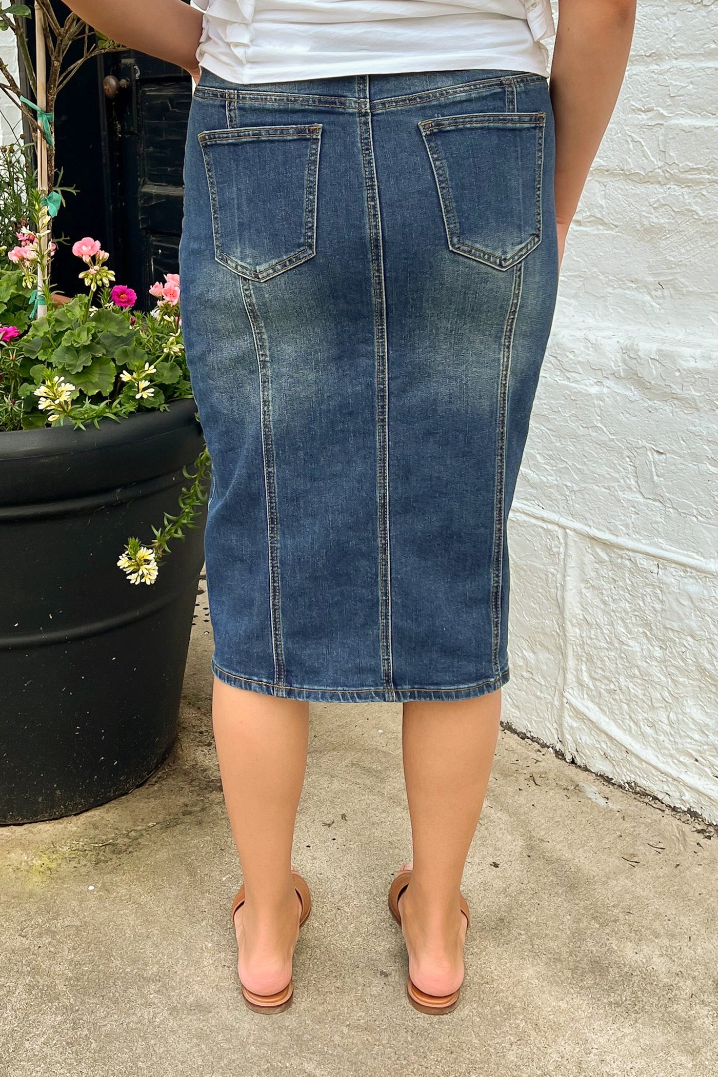 Wrenley Panel Denim Skirt in Vintage Wash