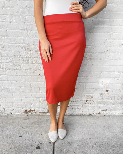 27" Red Ultra Comfort Ponte Knit Skirt (FINAL SALE)