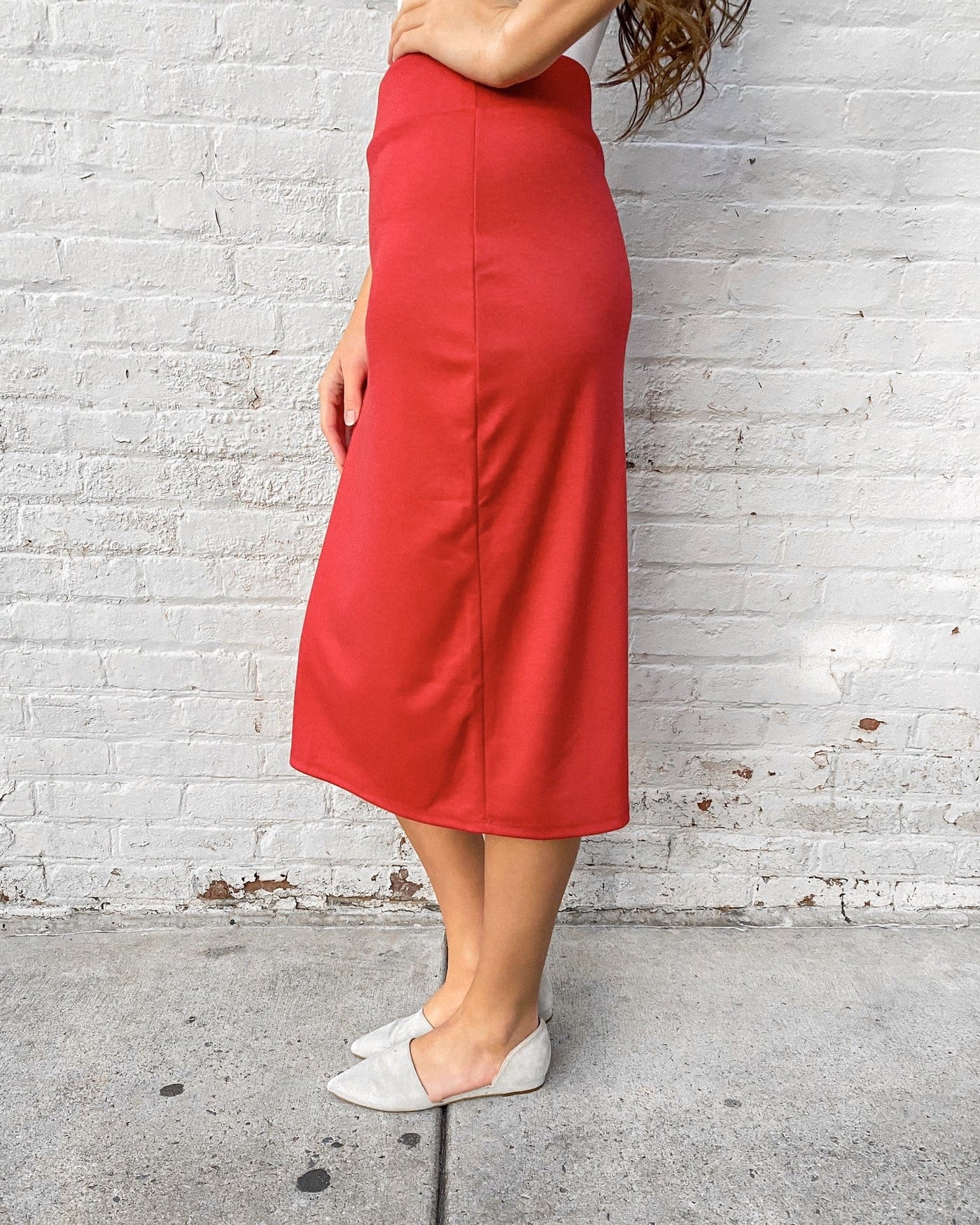 24" Red Ultra Comfort Ponte Knit Skirt (FINAL SALE)